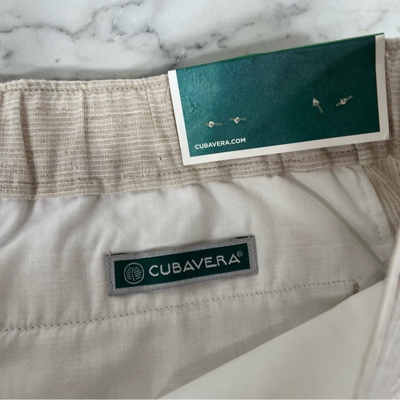 Cubavera Men’s Linen Blend Shorts 10” Tan Stripe Drawstring Size Large - Picture 6 of 8